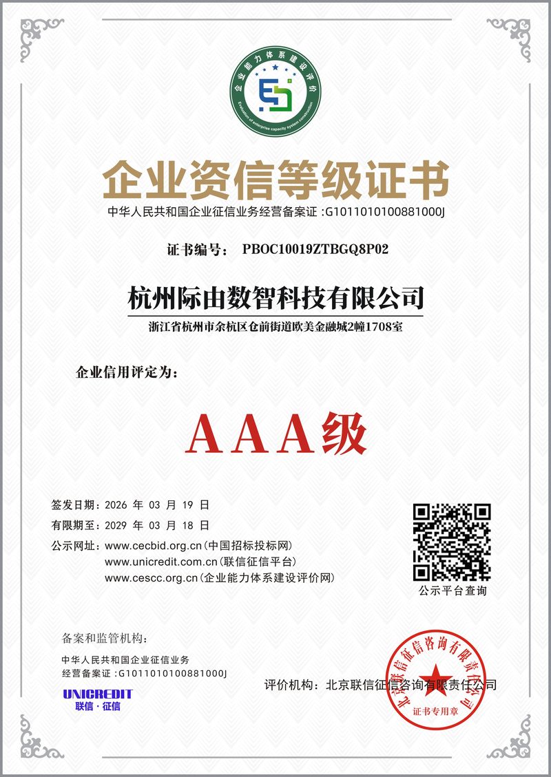 企业资信等级证书（AAA级）
